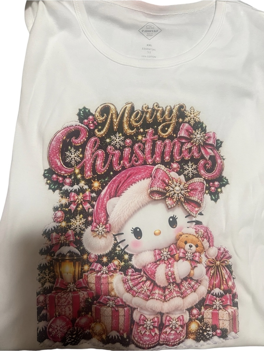 Hello Kitty Holiday Christmas T-Shirt Faux Embroidery & Faux Rhinestones pick 1 - Picture 7 of 16